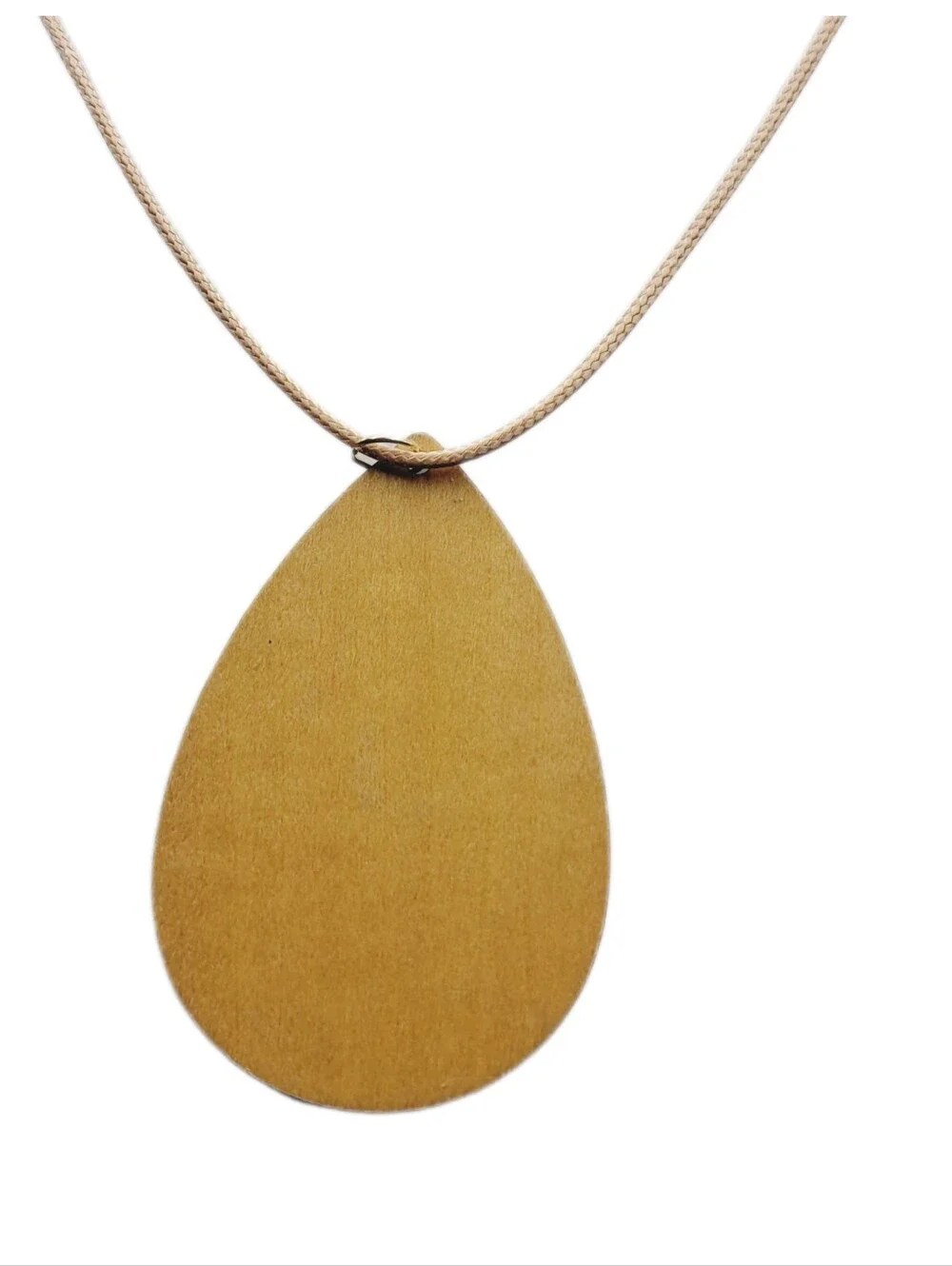 Wooden, Teardrop Shaped Cross Pendant & Necklace